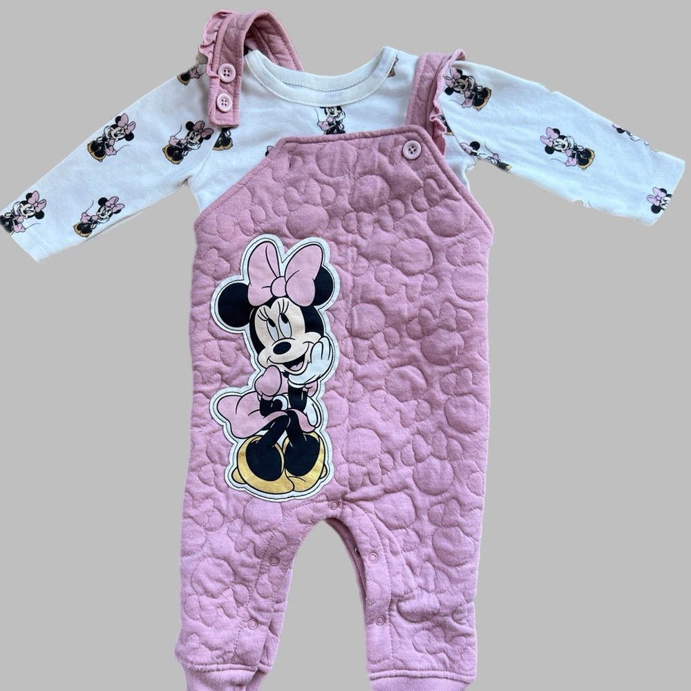 Disney Baby Minnie Mouse Quilted Overall Set (Size 6-9M)
